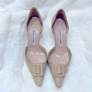 Manolo Blahnik Rafia d’Orsay Pumps